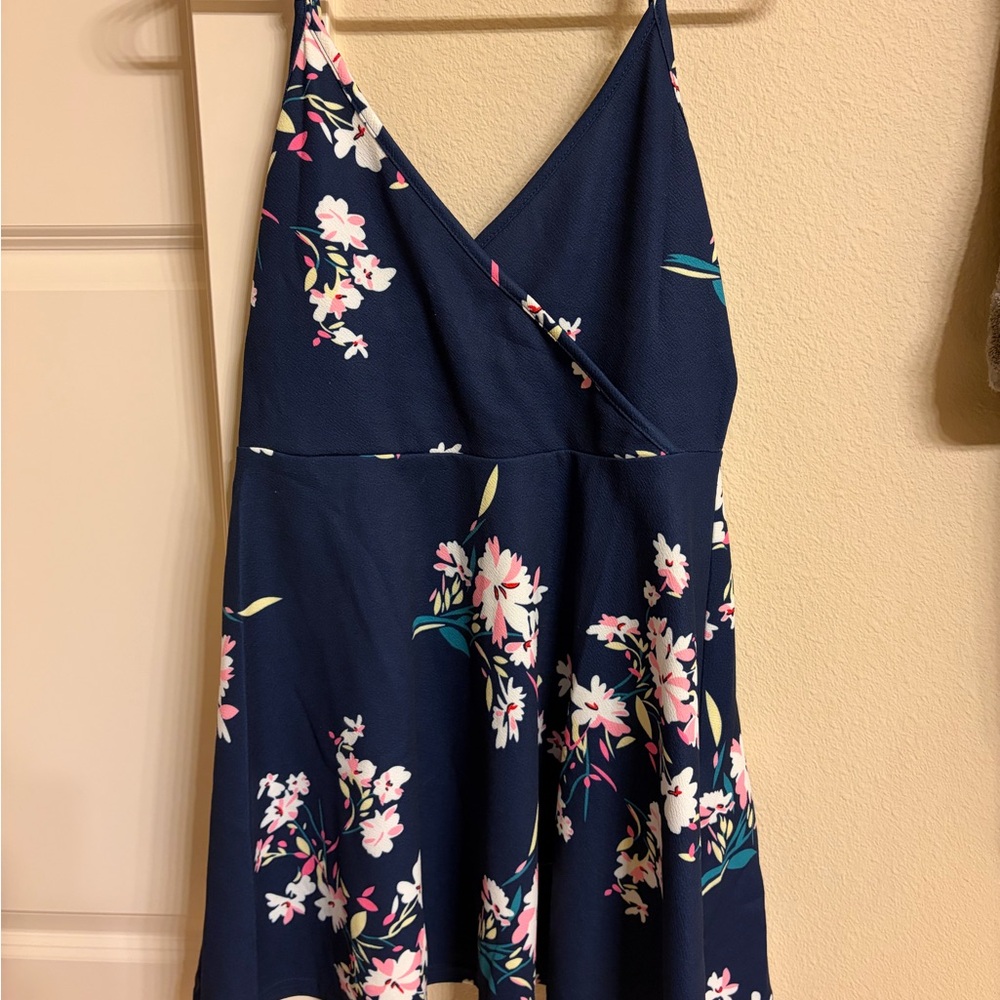 H&M Navy Floral Midi Dress